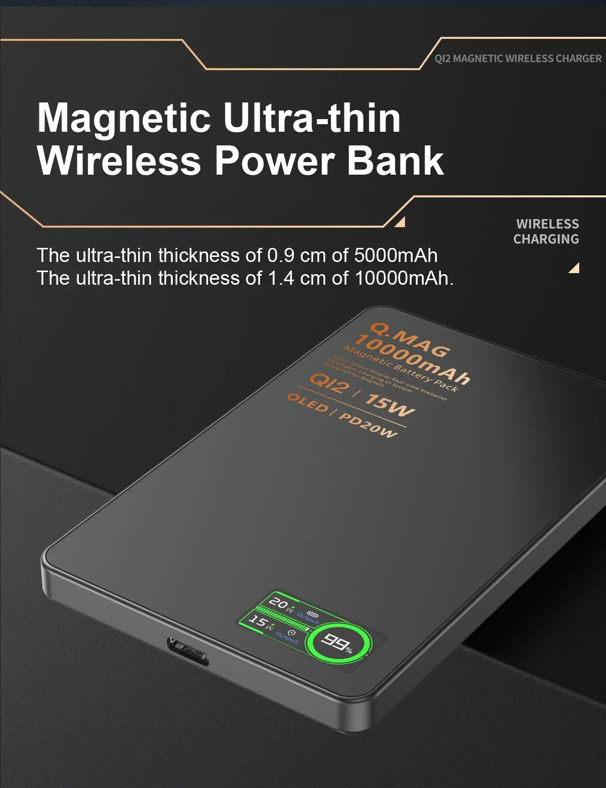 QI Magnetic Powerbank Wireless Fast Charing - Portable 5000/10000mAh Battery Pack for iPhone, Watch & AirPods
