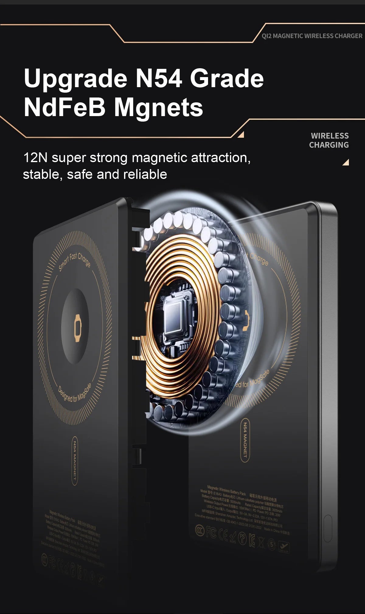 QI Magnetic Powerbank Wireless Fast Charing - Portable 5000/10000mAh Battery Pack for iPhone, Watch & AirPods